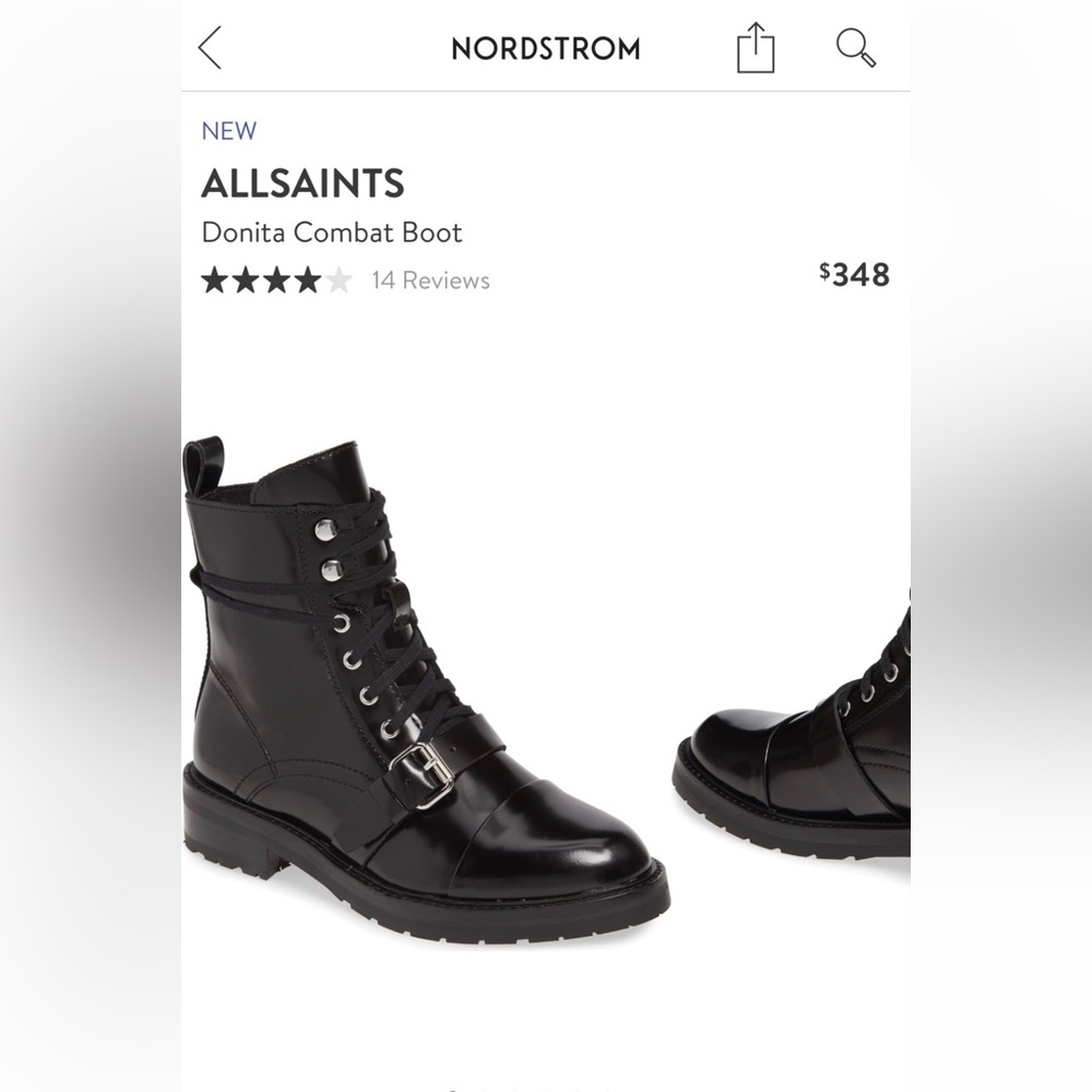 ALL SAINTS black combat boots, womens size 7